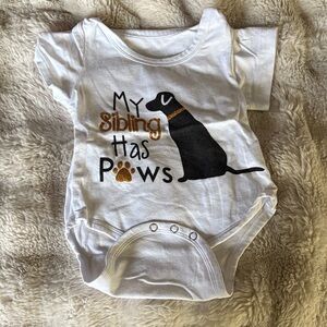 White Baby Onesie with Dog Print